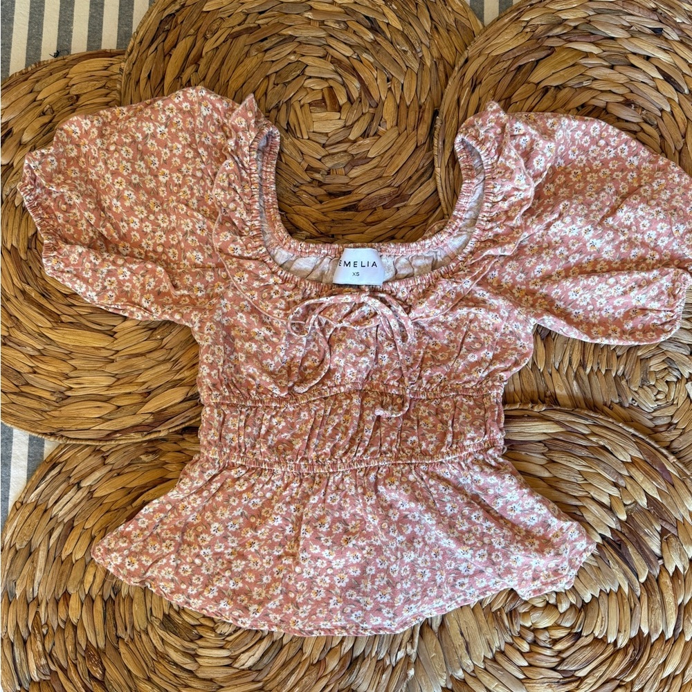 🌞Emelia Floral Peasant Top - Peach, XS, #20 - Picture 4 of 7